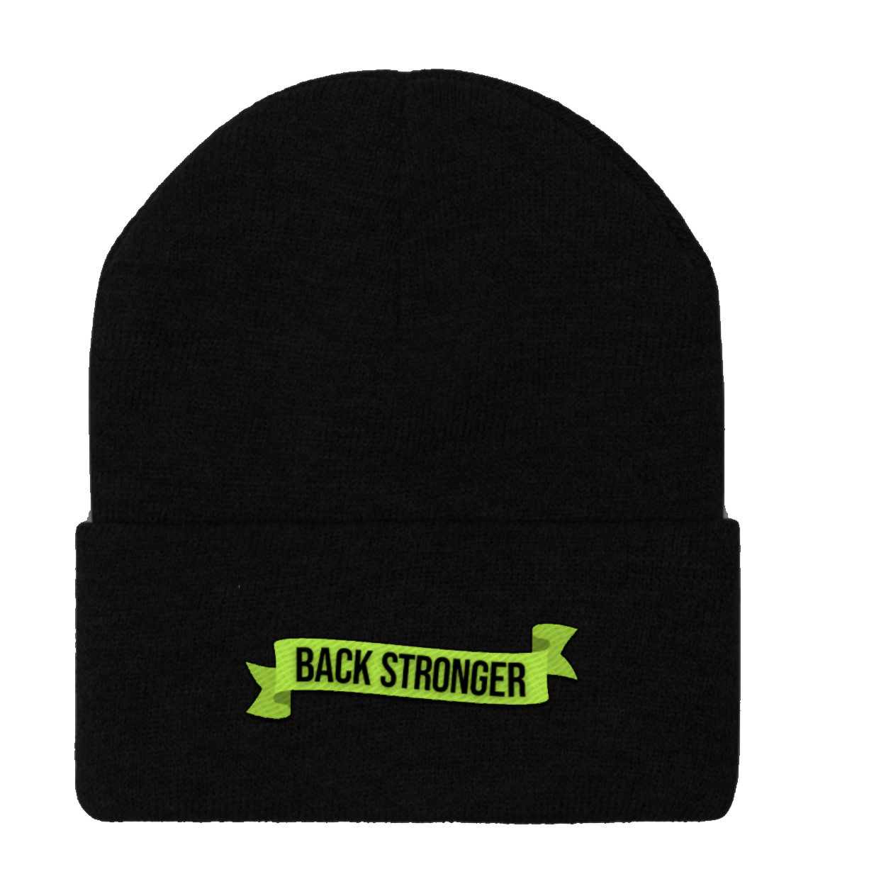 Black Beanie using the Back Stronger design from That Peter Crouch Podcast